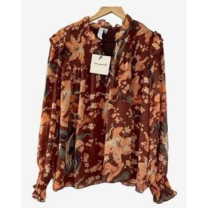 WHIMSICAL CHIFFON FLORAL BLOUSE